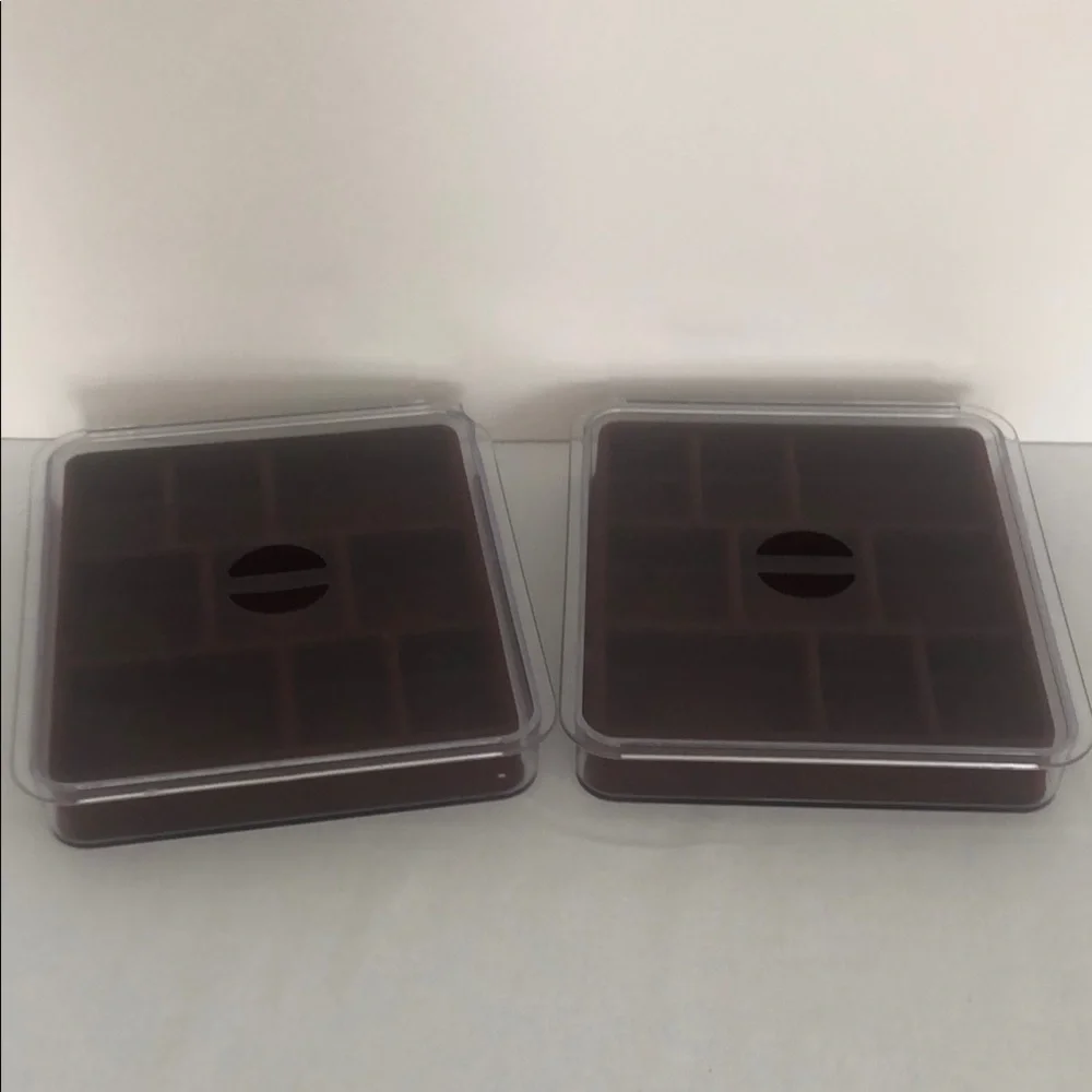 Two Velvet Jewelry Trays with Lids